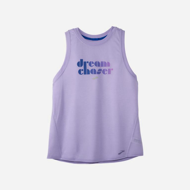 Brooks Empower Her Distance Graphic Hardlooptanktop voor Dames Lavendel Paars (FZPYH-0534)